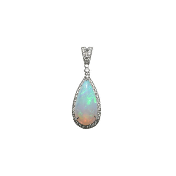 NATURAL OPAL AND DIAMOND PENDANT
