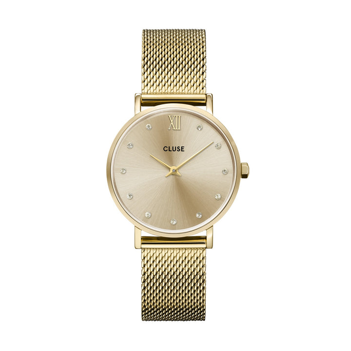MINUIT GOLD MESH WATCH WITH CRYSTALS