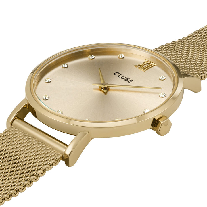MINUIT GOLD MESH WATCH WITH CRYSTALS