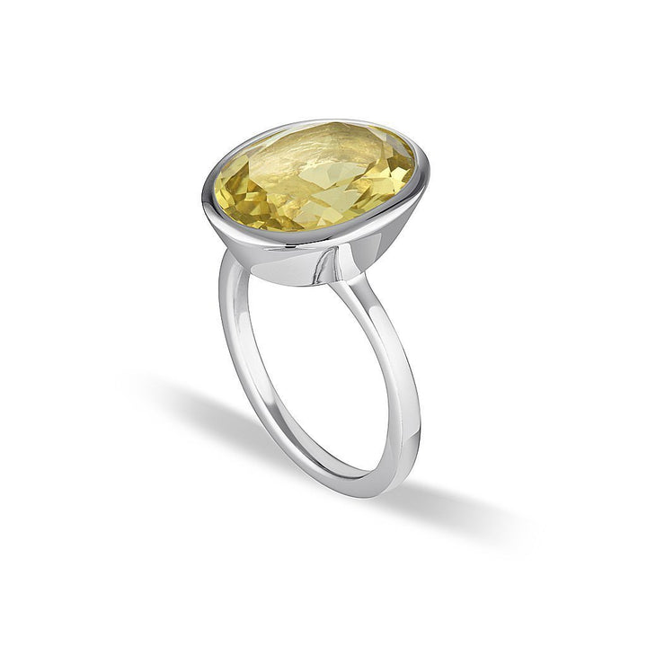 CELEBRATION STACKER RING - LARGE OVAL CUT - LEMON QUARTZ