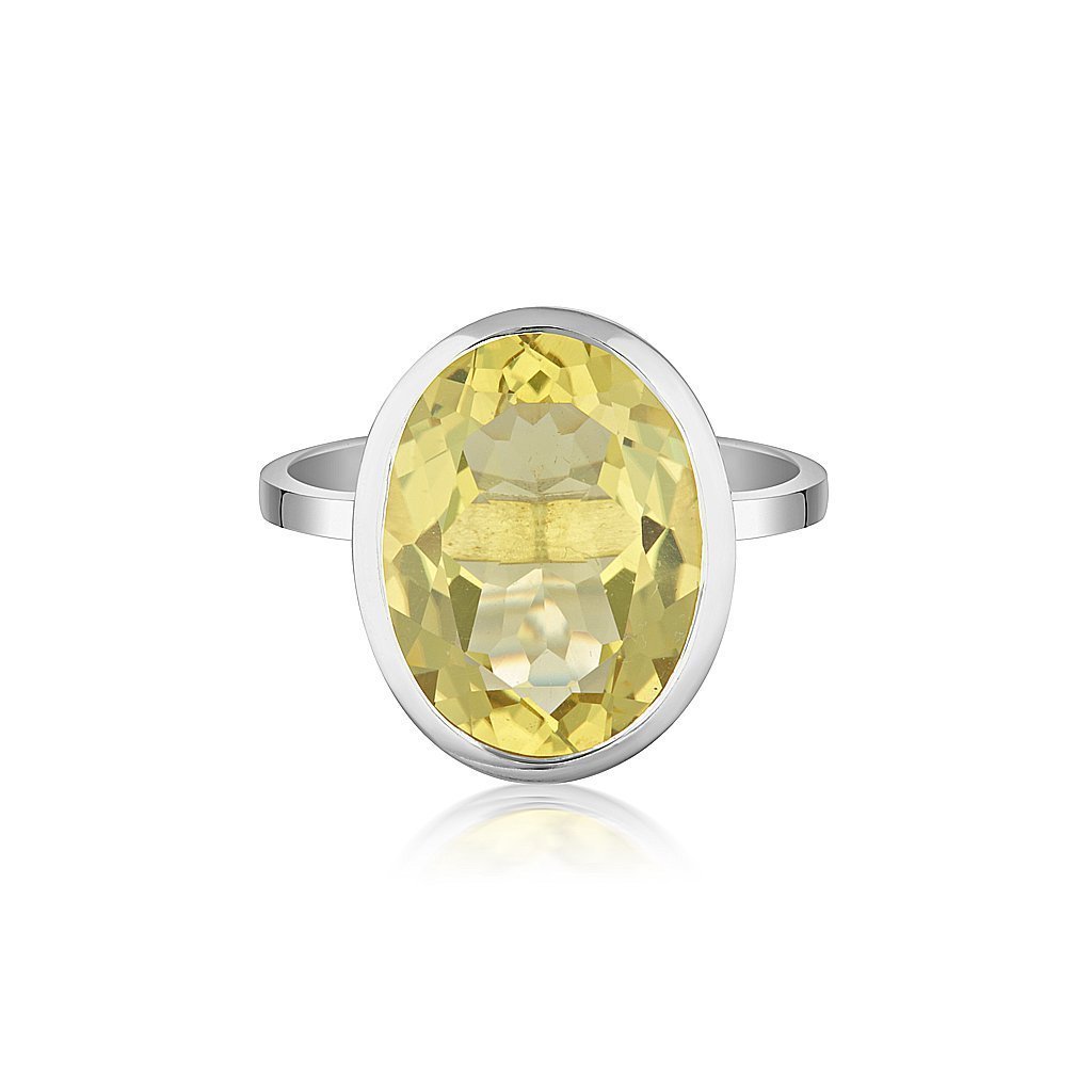 CELEBRATION STACKER RING - LARGE OVAL CUT - LEMON QUARTZ