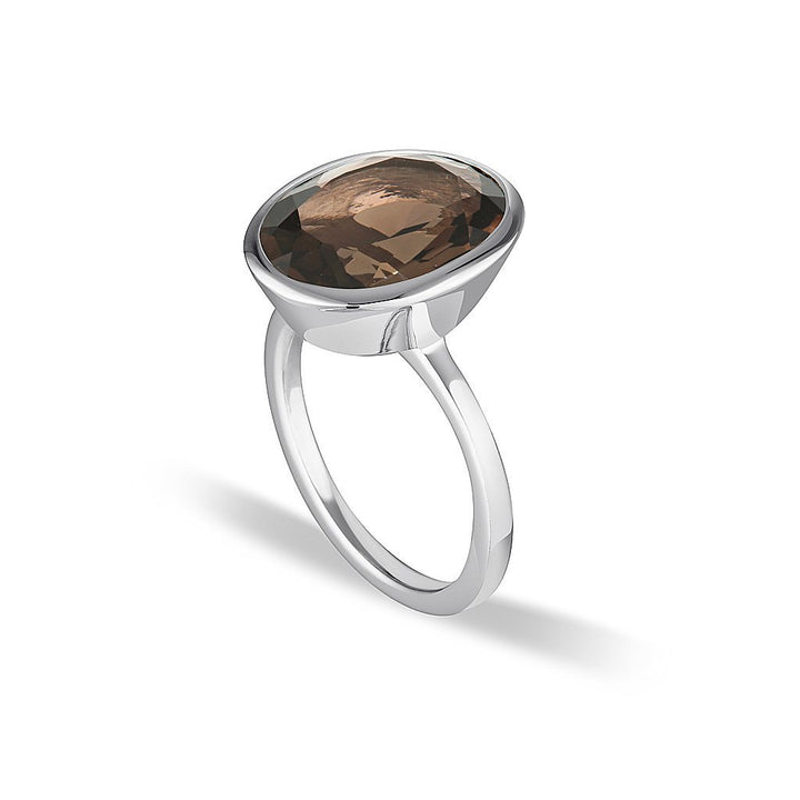 CELEBRATION STACKER RING - LARGE OVAL CUT - SMOKY QUARTZ