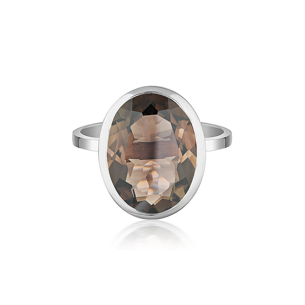 CELEBRATION STACKER RING - LARGE OVAL CUT - SMOKY QUARTZ