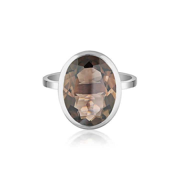 CELEBRATION STACKER RING - LARGE OVAL CUT - SMOKY QUARTZ
