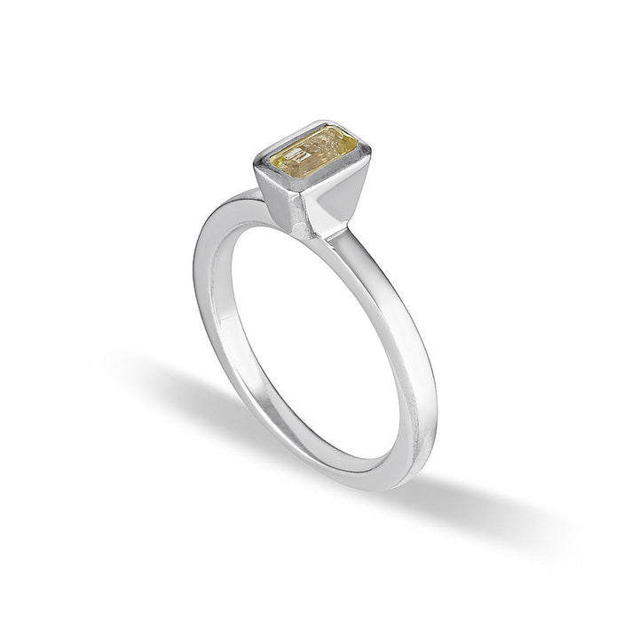 CELEBRATION STACKER RING - SMALL EMERALD CUT - LEMON QUARTZ
