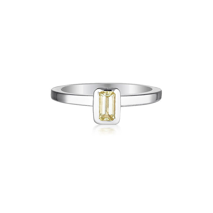 CELEBRATION STACKER RING - SMALL EMERALD CUT - LEMON QUARTZ