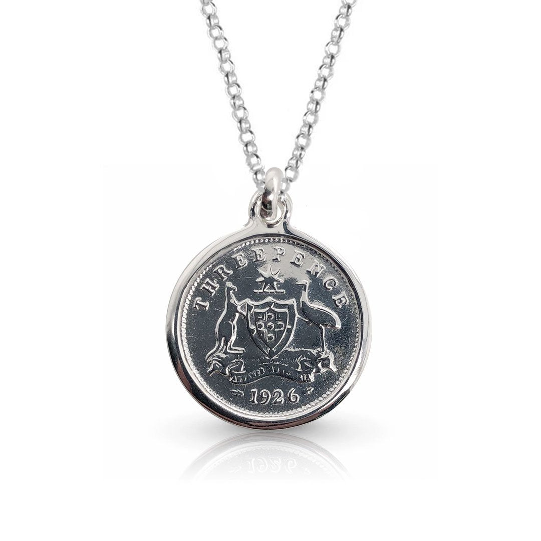 THREEPENCE COAT OF ARMS COIN PENDANT
