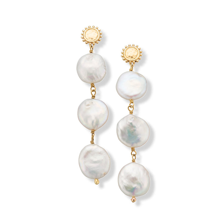 RHODES THREE PEARL DROP EARRINGS