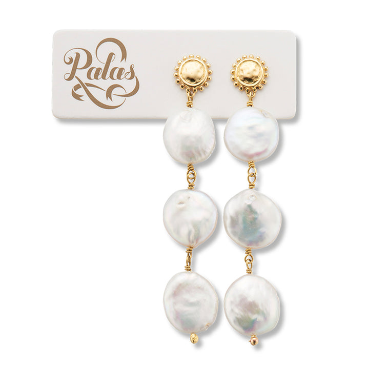 RHODES THREE PEARL DROP EARRINGS