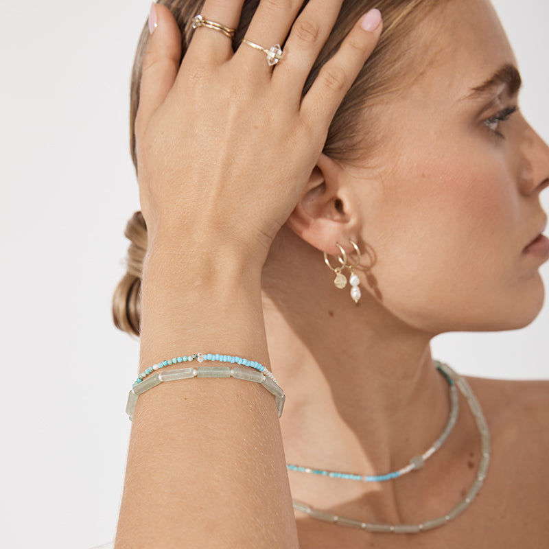 DOUBLE DROP PEARL HOOPS