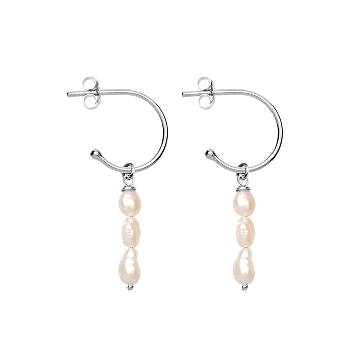 TRIPLE DROP PEARL HOOPS