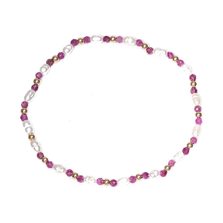 BEADED PEARL AND RUBY BRACELET